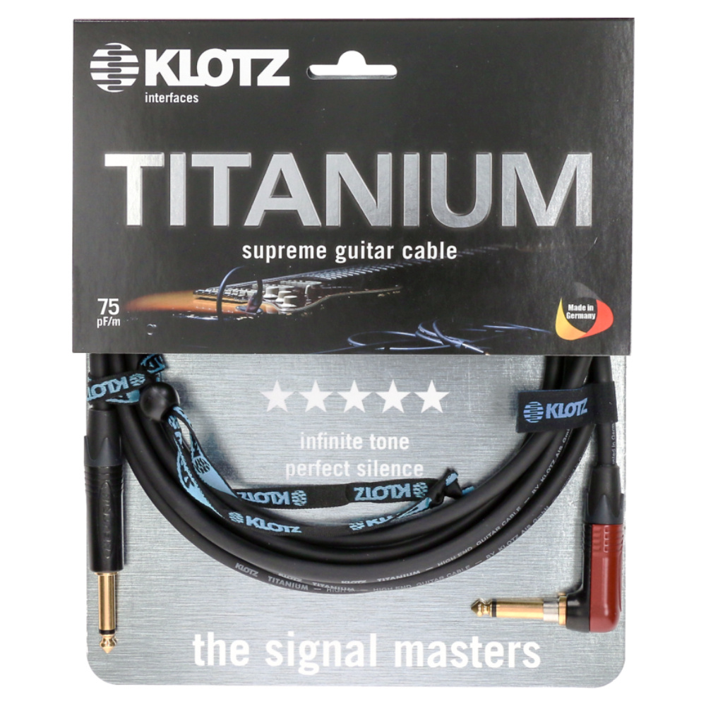 Klotz Titanium Supreme 4,5m Neutrik Altın Silent Açılı Uçlu Enstrüman Kablosu